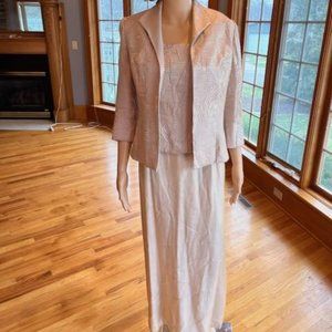 * Alex Evening Taupe Brown Jacket Dress Formal Moms Wedding Dress Bridal Gown 8